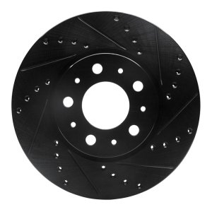 Volvo S90 Brake Rotor (1) - Front Right - R1 Concepts - Drilled & Slotted - Black - `95-`04